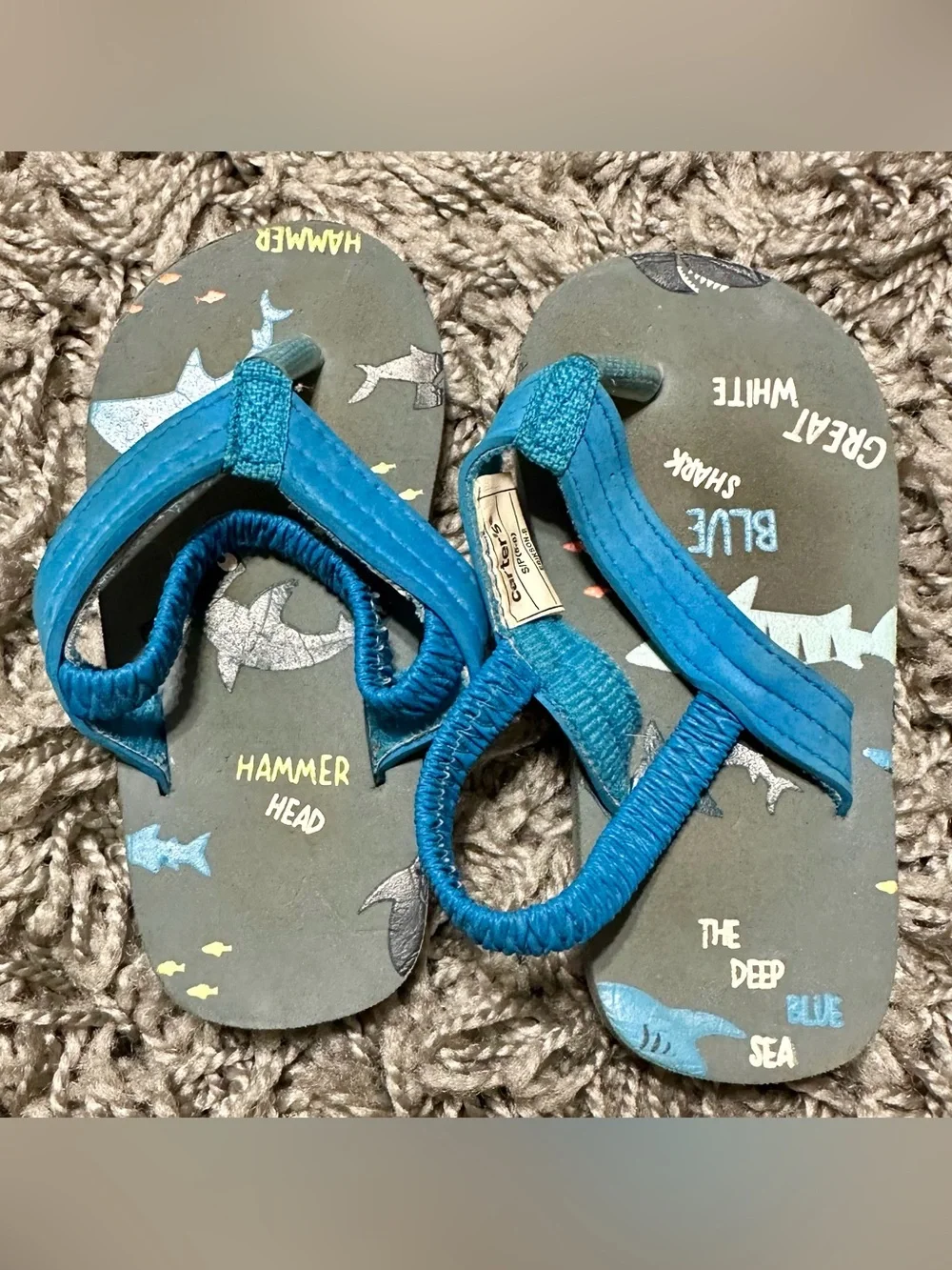Carter's Blue Shark Print Toddler Sandals